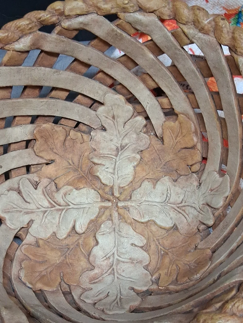 Autumn leaf design hand made dough bowl